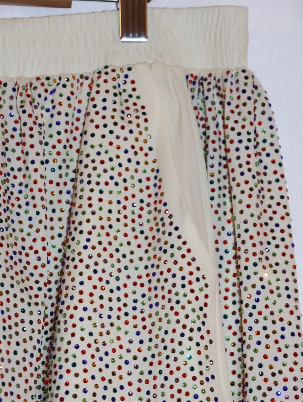 Queen Of Sparkles Gameday Cream Rhinestone Active Shorts. - Picture 7 of 12